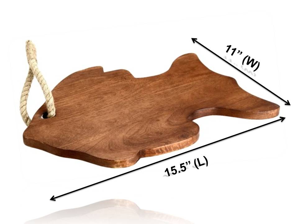 Mascot Hardware Fish Icon Wooden Cutting Board With Tied Rope