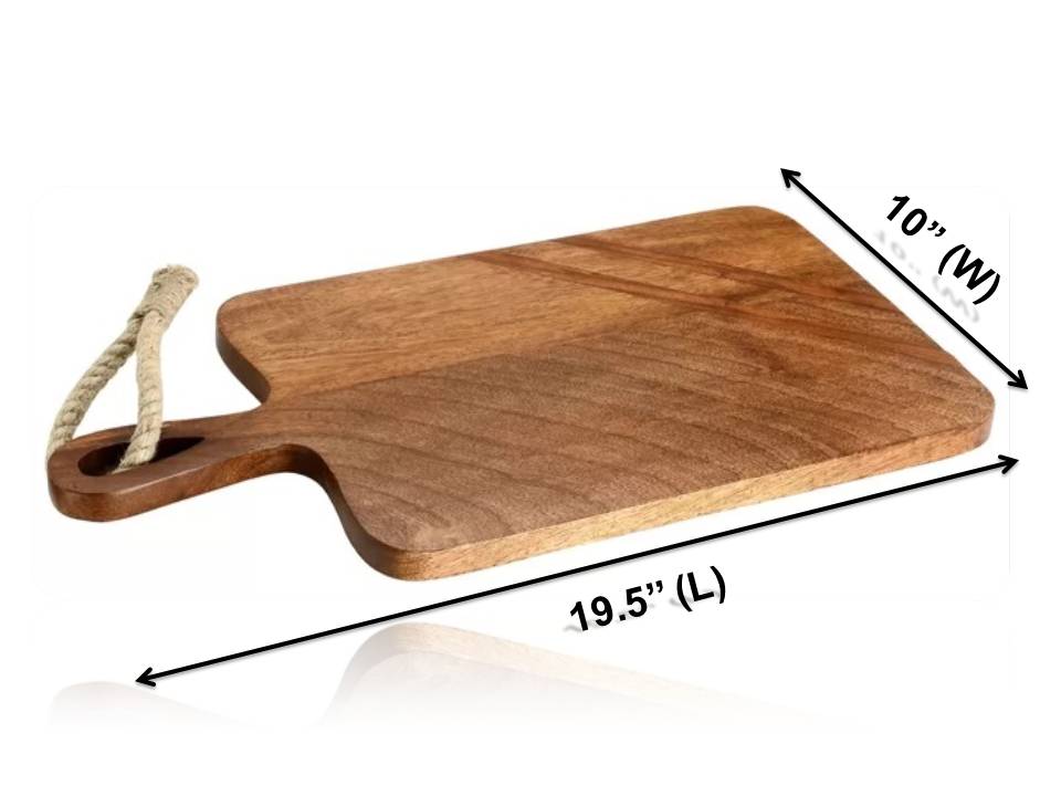 Mascot Hardware Paddle Shaped Wooden Cutting Board With Tied Rope