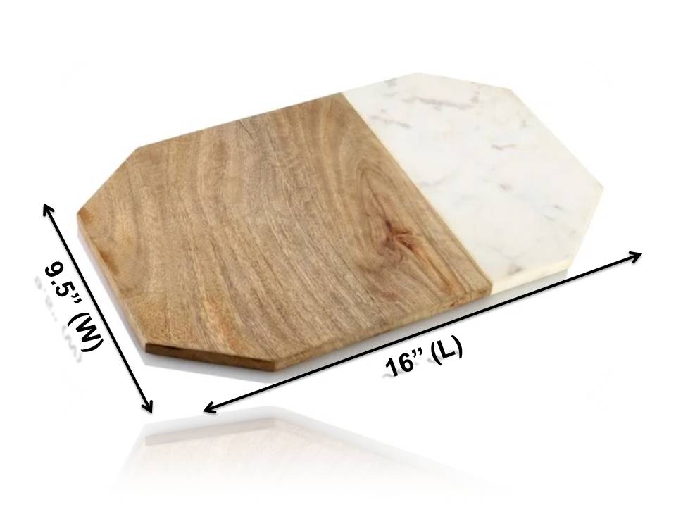 Octagonal Wood and Marble Cutting Board