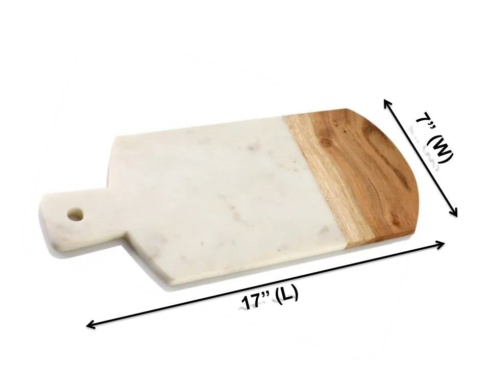 Paddle Shaped Wood and Marble Cutting Board