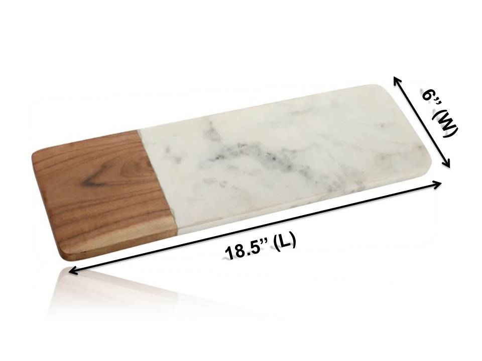 Mascot Hardware Chop-N-Slice 18.5 in. x 6 in. Rectangle Marble and Wood Cutting Board