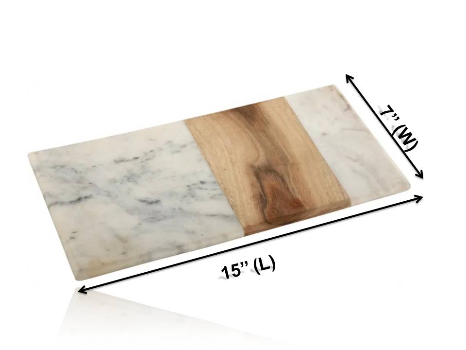 Mascot Hardware Chop-N-Slice 15 in. x 7 in. Rectangle Marble and Wood Cutting Board