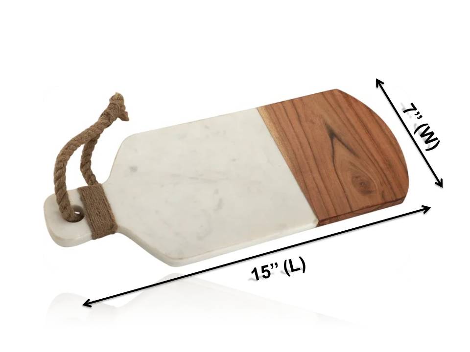 Mascot Hardware Chop-N-Slice 16.7 in. x 7 in. Rectangle Marble and Wood Cutting Board