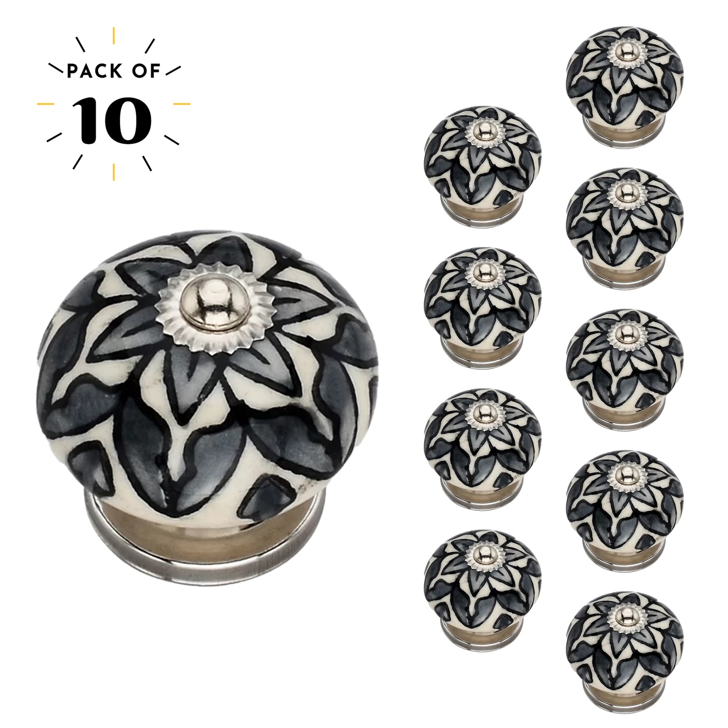 Blossom Fusion 1-4/7 in. Grey Cabinet Knob (Pack of 10)