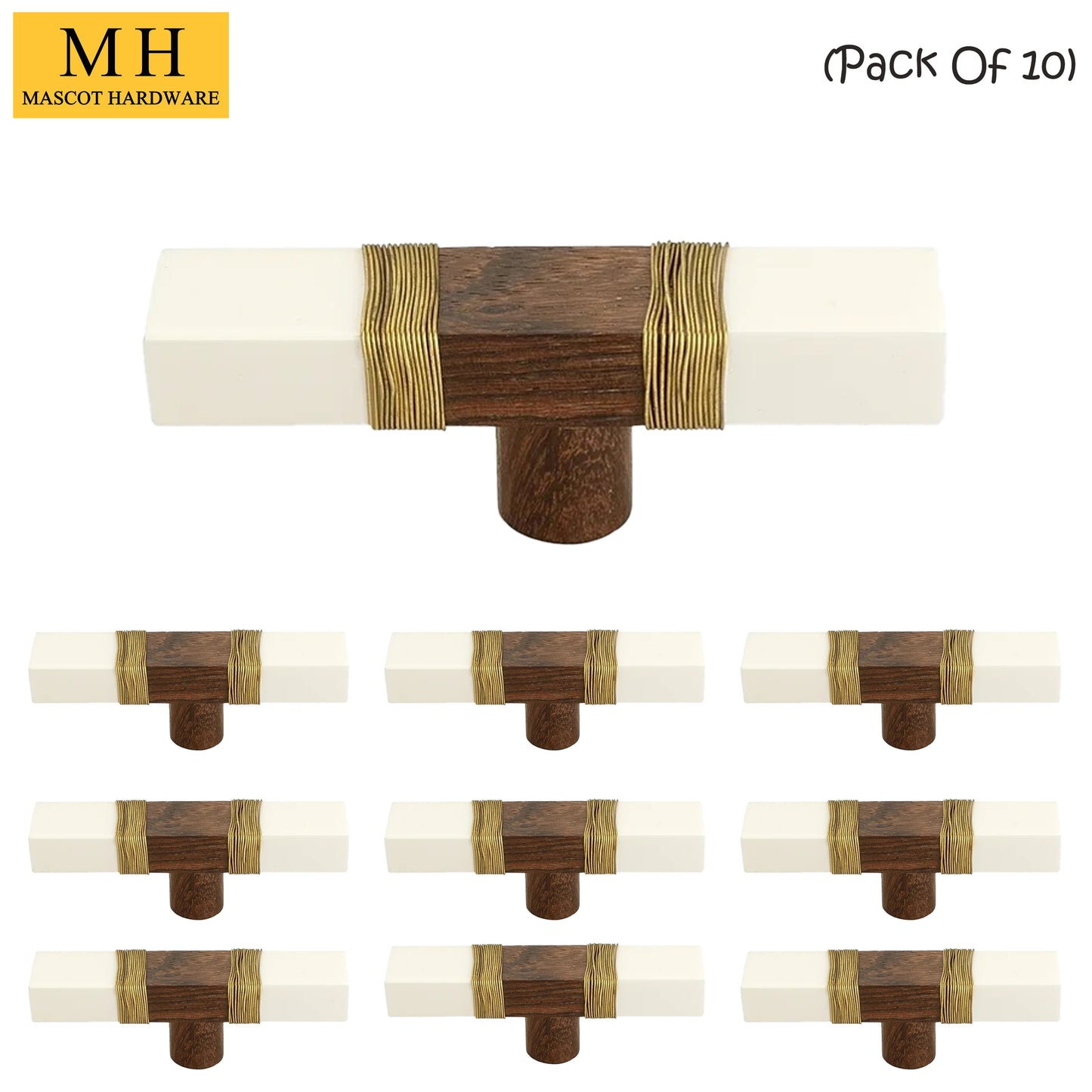 White Marble Effect 3 in. Brown & White Cabinet Knob (Pack of 10)