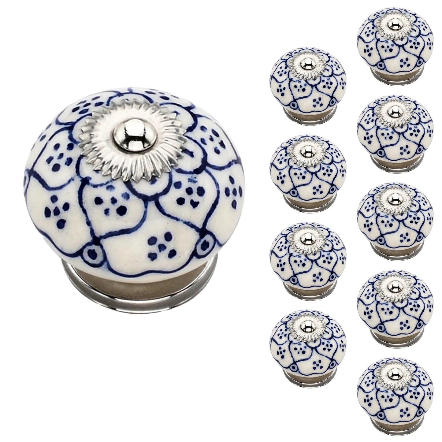 Mascot Hardware Pansy Washed 1-4/7 in. Blue Cabinet Knob (Pack of 10)