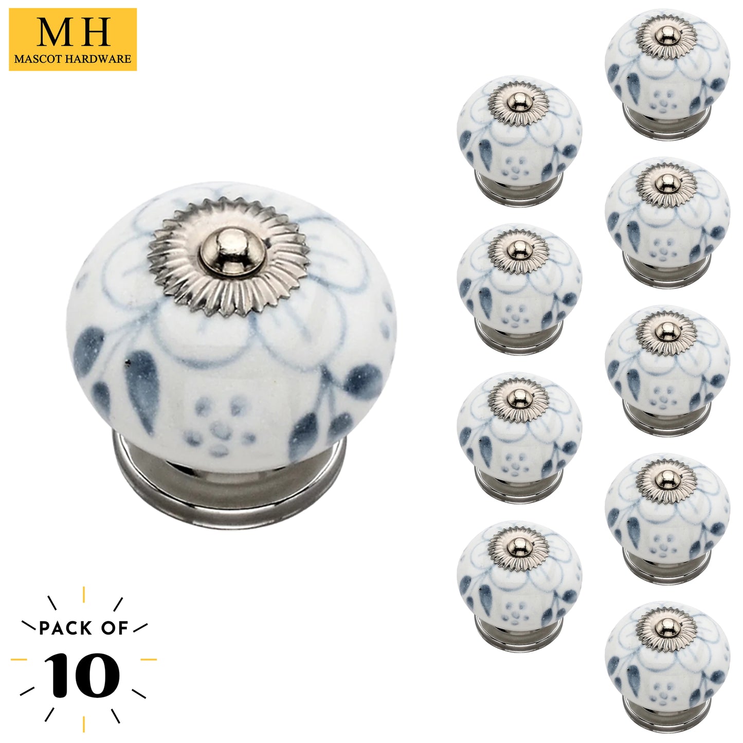 Calendula Washed 1-4/7 in. Grey Cabinet Knob (Pack of 10)