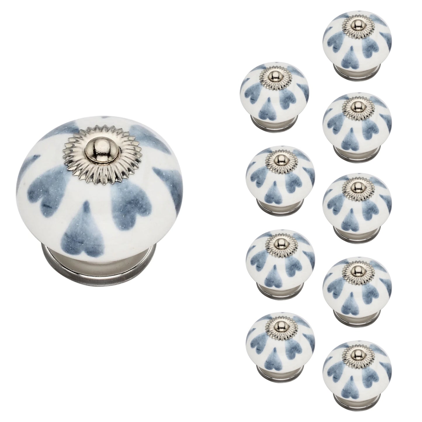 Mascot Hardware Heart Washed 1-4/7 in. Grey Cabinet Knob (Pack of 10)