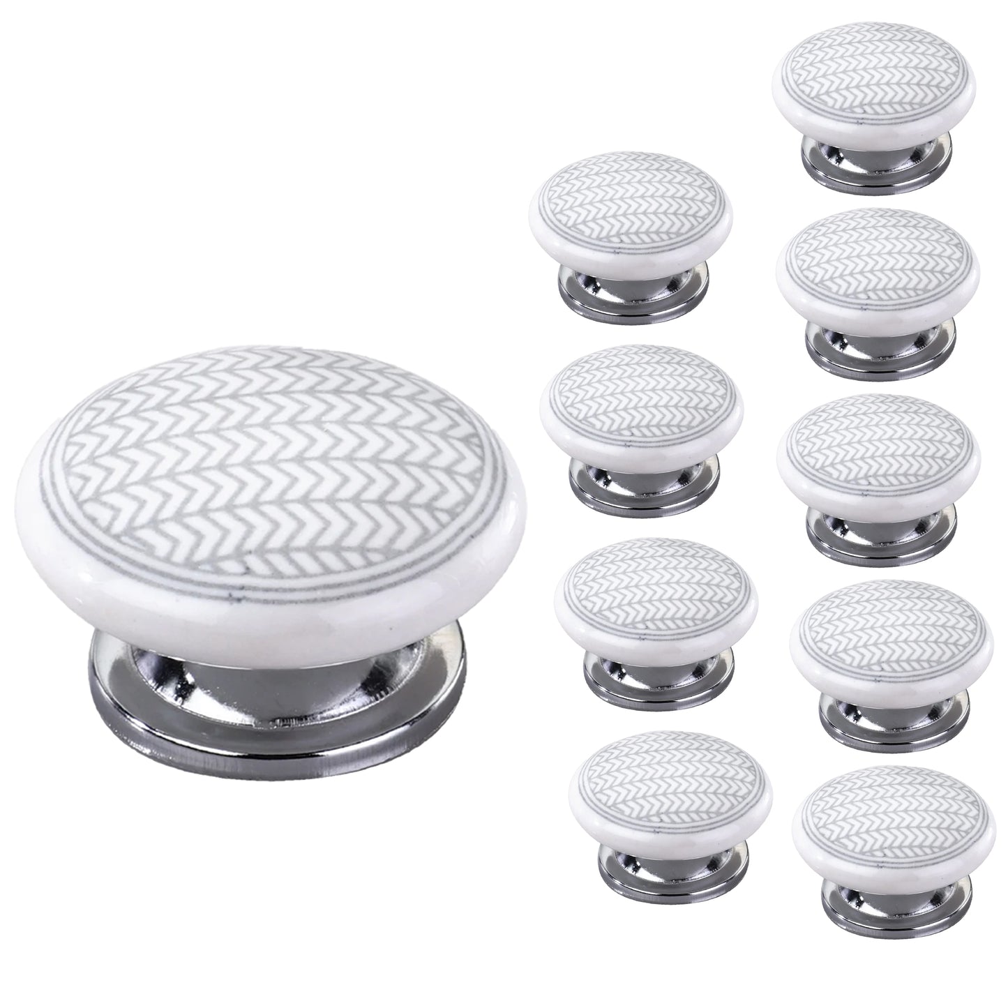 Mascot Hardware Arrow Pattern 1-3/5 in. Grey Flat Cabinet Knob (Pack of 10)