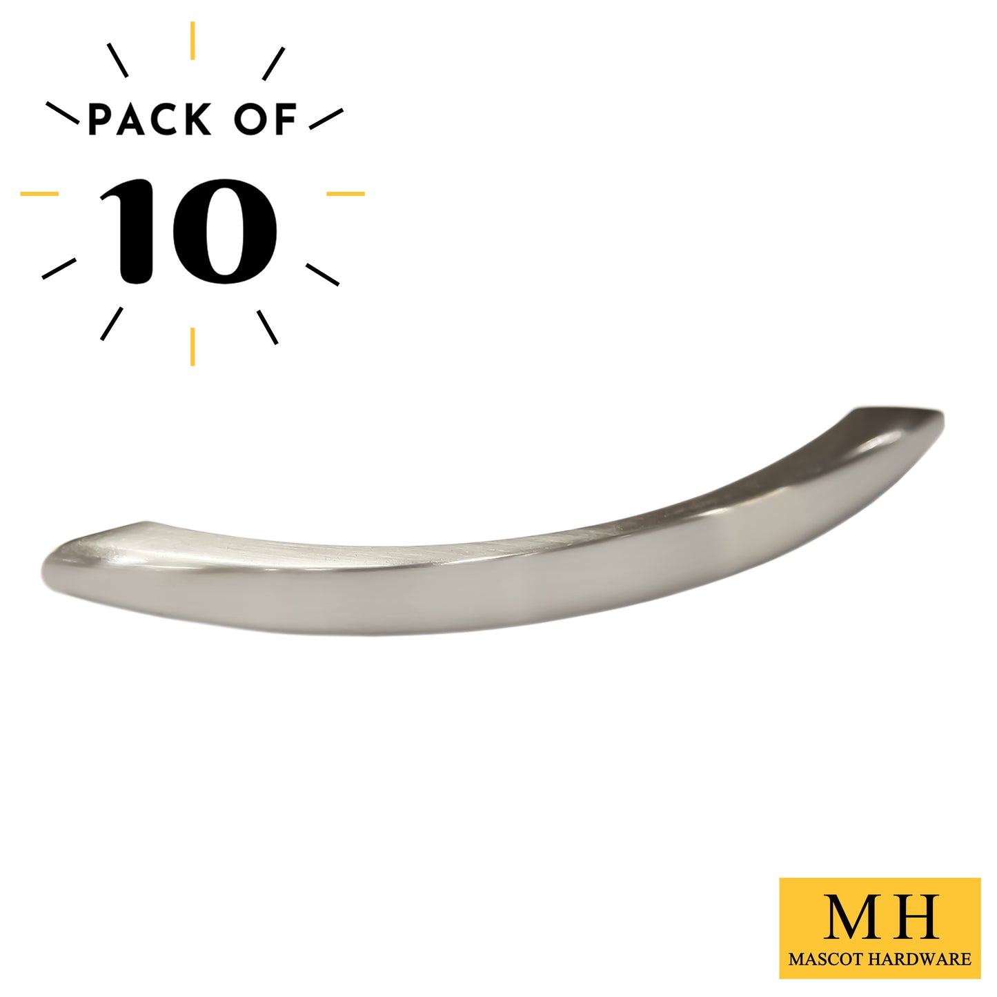 Curve 3-3/4 in. (96mm) Satin Nickel Drawer Pull (10-Pack)