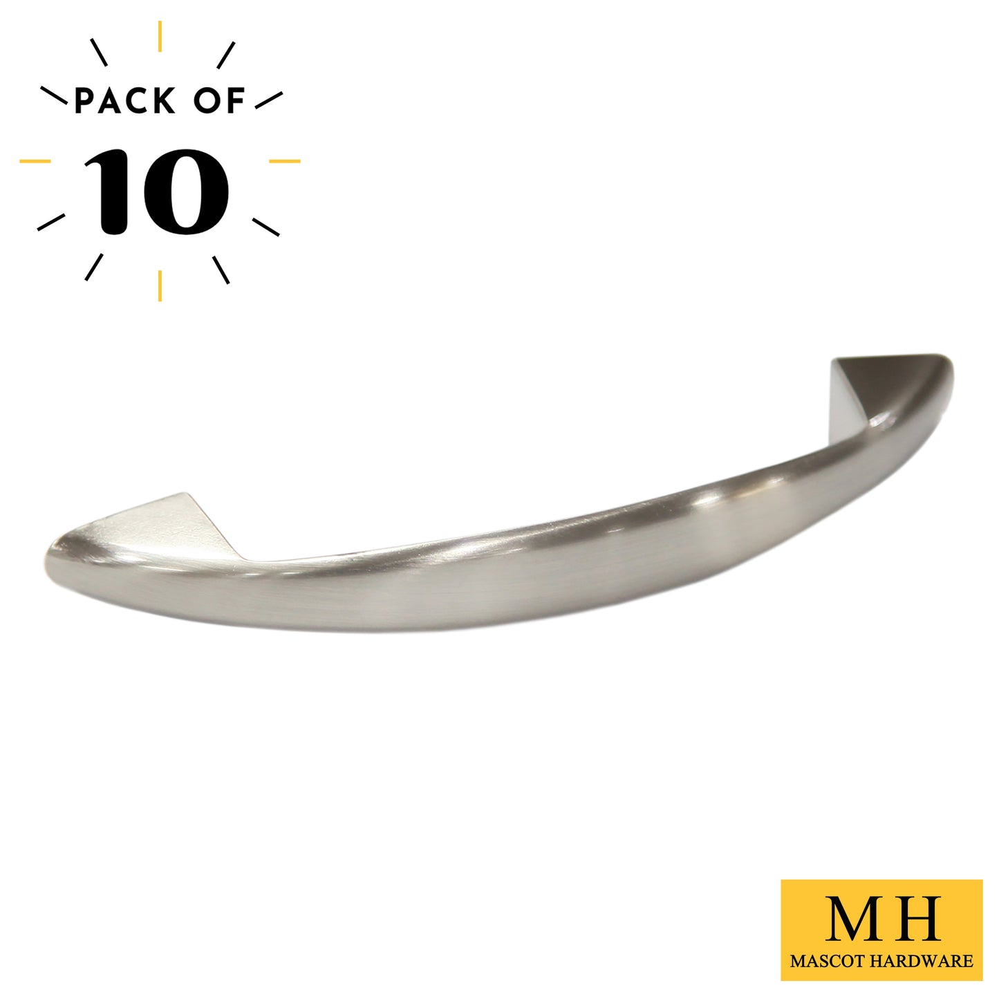 Curve Wide Footed 3 in. (76mm) Satin Nickel Drawer Pull (10-Pack)