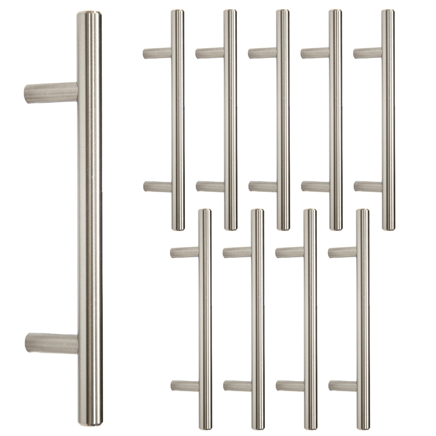 Round Bar 3-3/4 in. (96mm) Satin Nickel Drawer Pull (10-Pack)
