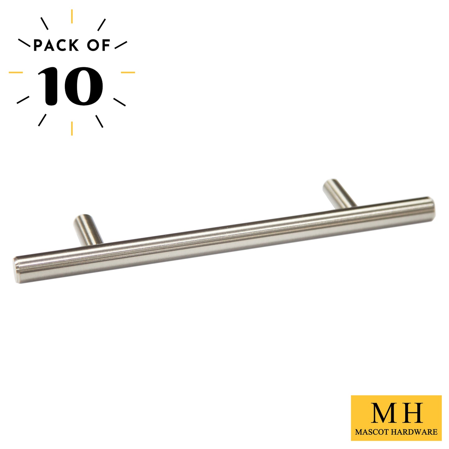 Round Bar 3-3/4 in. (96mm) Satin Nickel Drawer Pull (10-Pack)