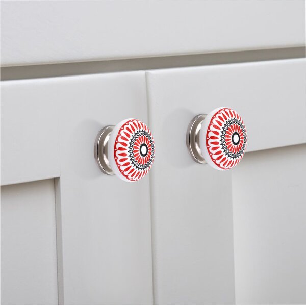 Mascot Hardware Candlenut 1-1/2 in. Red Leaves Drawer Cabinet Knob