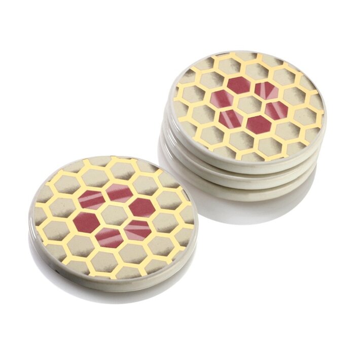 Mascot Hardware Ceramic Round Pink & Gold Coaster Set of 4