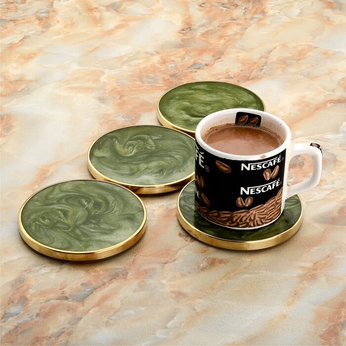 Mascot Hardware Smoky Effect Wooden 4 pieces Coaster Set