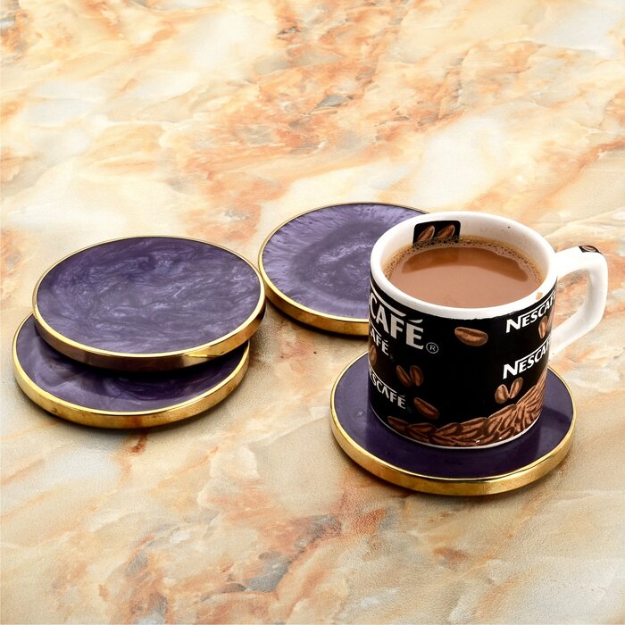 Mascot Hardware Smoky Effect Wooden 4 pieces Coaster Set