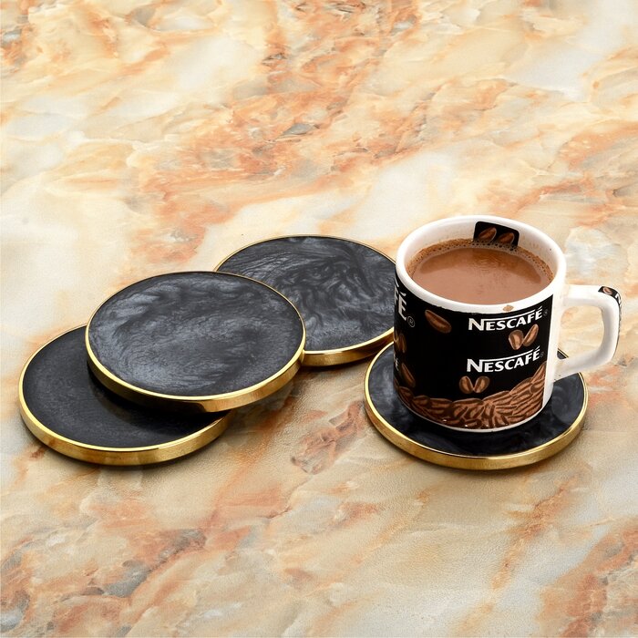 Mascot Hardware Smoky Effect Wooden 4 pieces Coaster Set