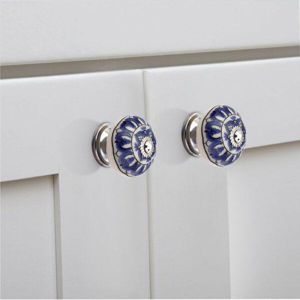 Concord 1-3/5 in. Blue Leaves Cabinet Knob