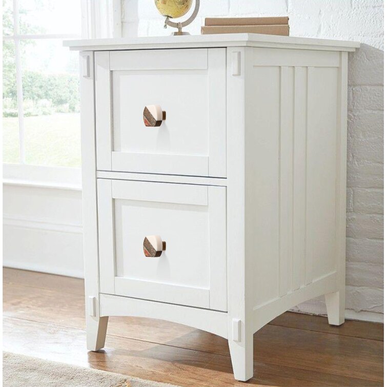 Inglewood 1-2/3 in. Halfround White & Wood Cabinet Knob