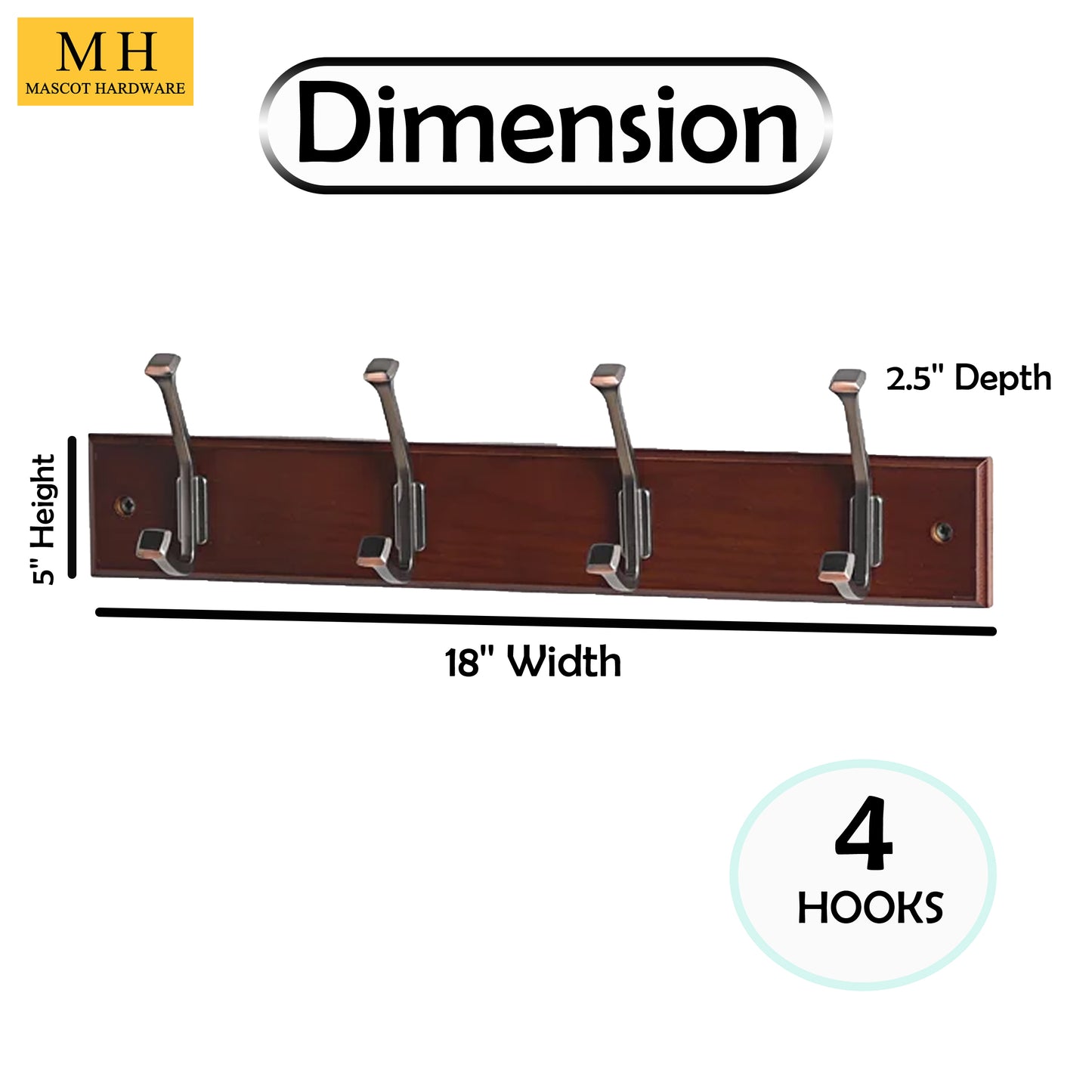 Hammondale 18'' Wide 4 - Hook Wall Mounted Coat Rack