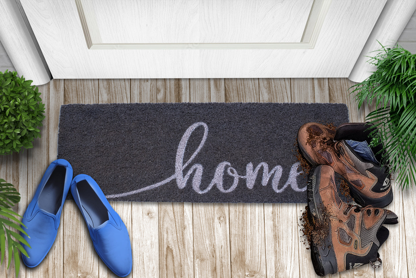 Welcome'' Home'' Hello'' Rubber Non-Slip 30'' x 10'' Indoor Outdoor Doormat