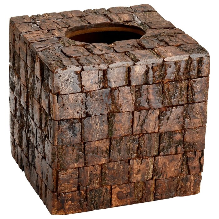 Dax Wood Bark Tall Tissue Box Cover