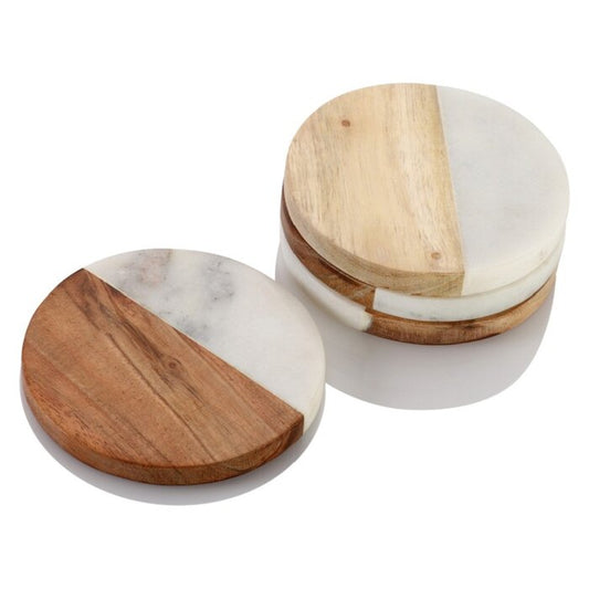 Mascot Hardware Fusion Wood And Marble Coaster Set of 4