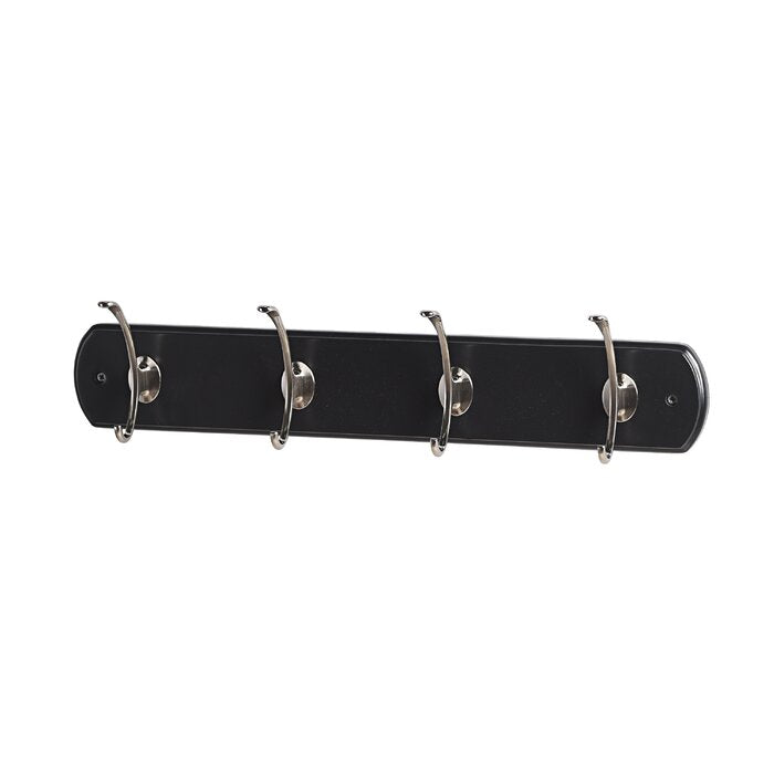 5.1'' Wide 4 - Hook Wall Mounted Coat Rack in Black/Silver