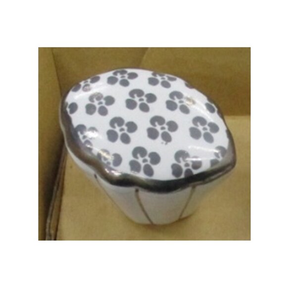 Mascot Hardware Ceramic Oval 1-3/4 in. White & Silver drawer Cabinet Knob