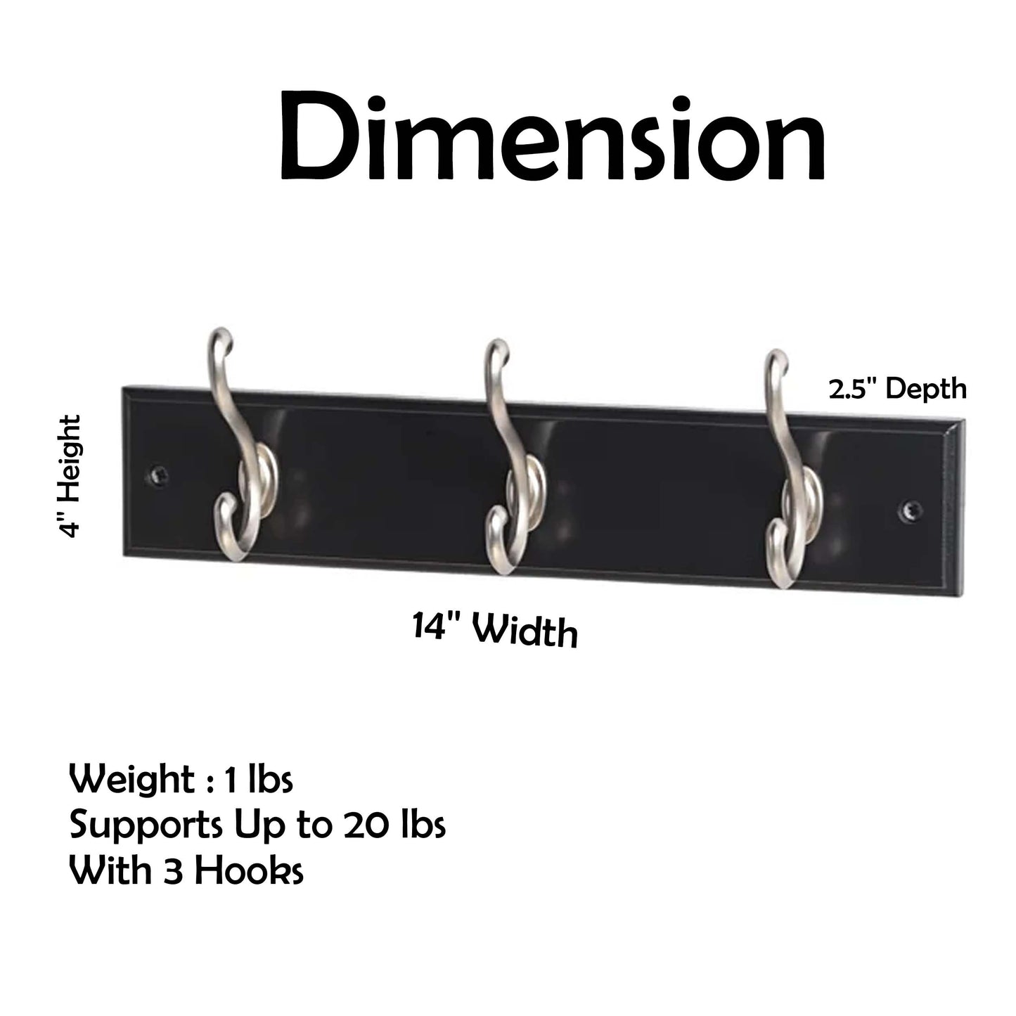 14'' Wide 3 - Hook Wall Mounted Coat Rack