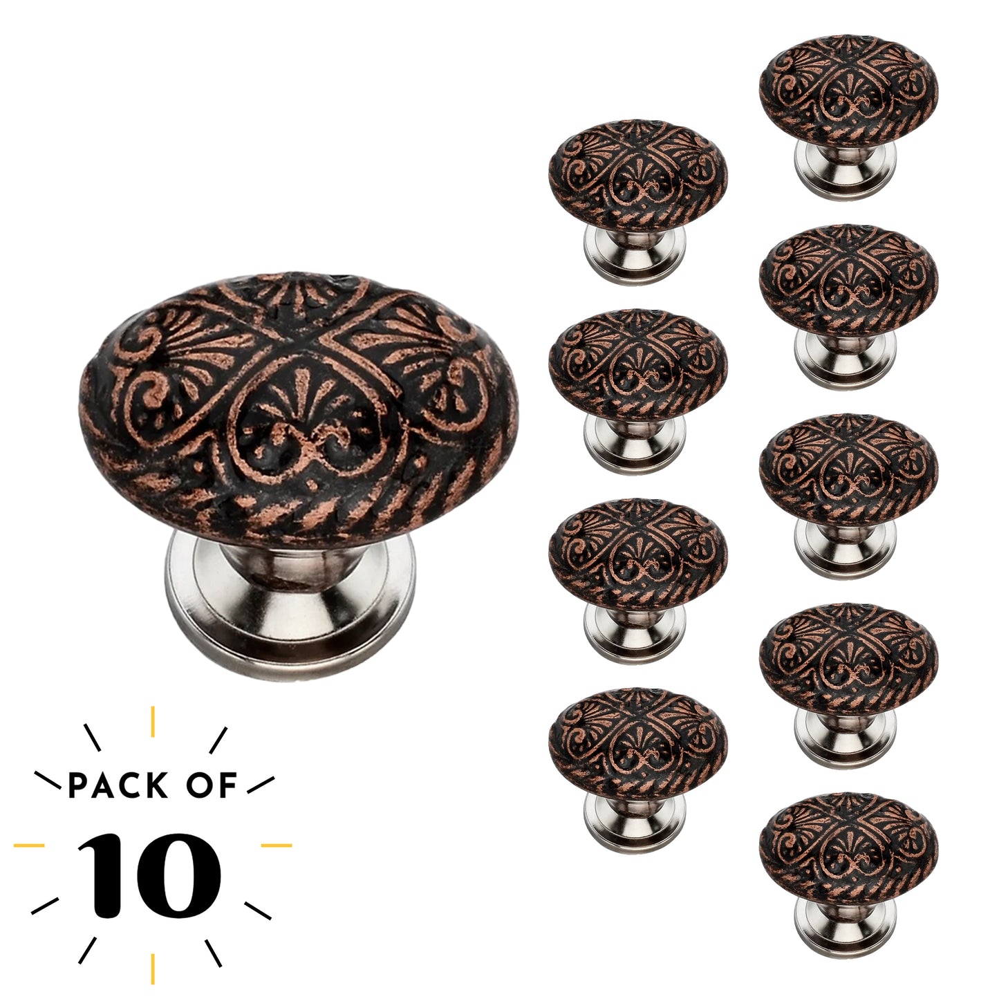 Mascot Hardware Art 2 in. Oval Cabinet Knob (Pack of 10)