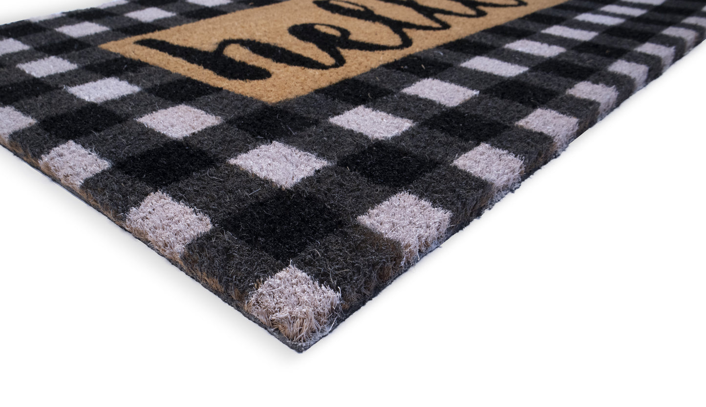 Hello Collection Natural Coir 28 in. x 18 in. Non Slip Indoor and Outdoor
