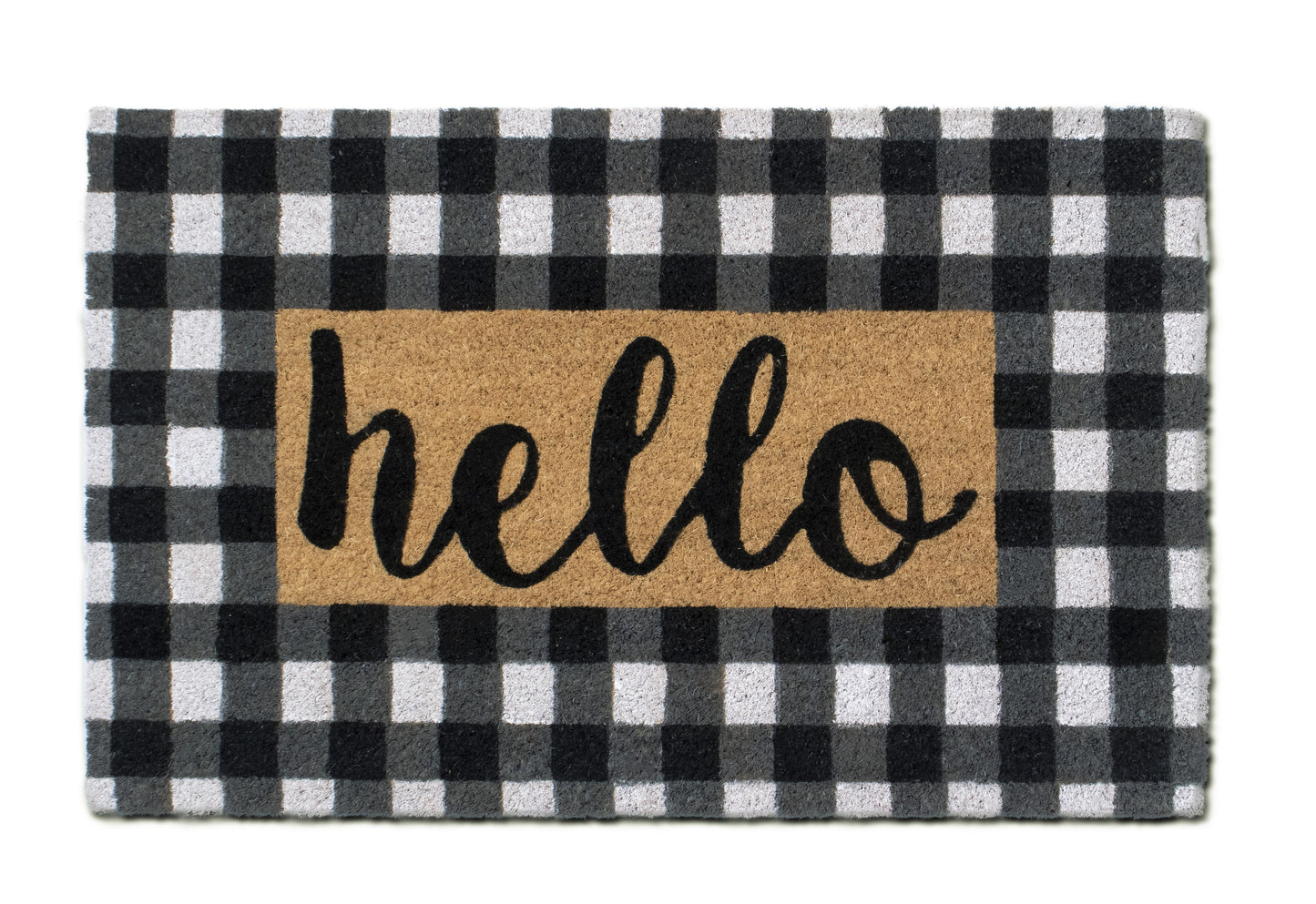 Hello Collection Natural Coir 28 in. x 18 in. Non Slip Indoor and Outdoor