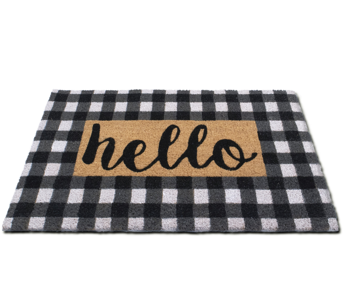 Hello Collection Natural Coir 28 in. x 18 in. Non Slip Indoor and Outdoor