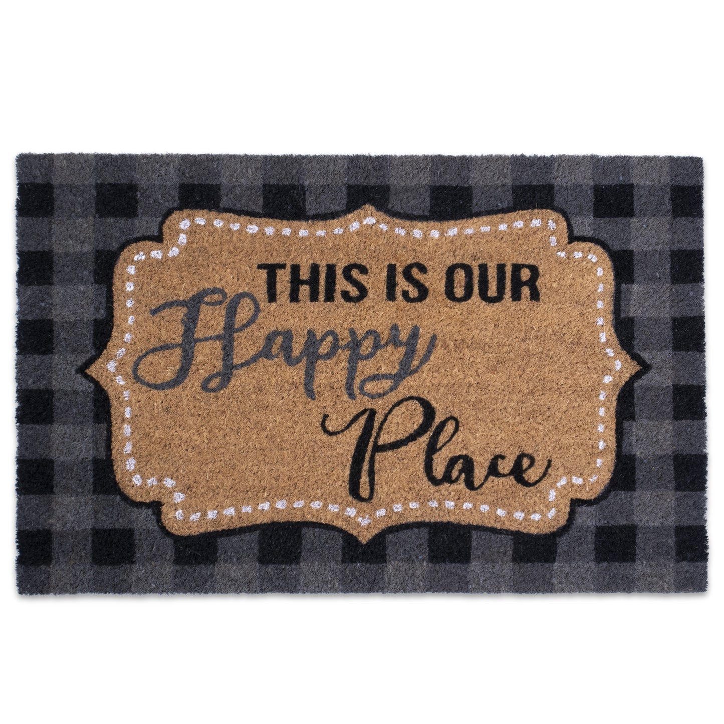 Happy Place Non Slip 28 in. x 18 in. Indoor and Outdoor Coir Mat