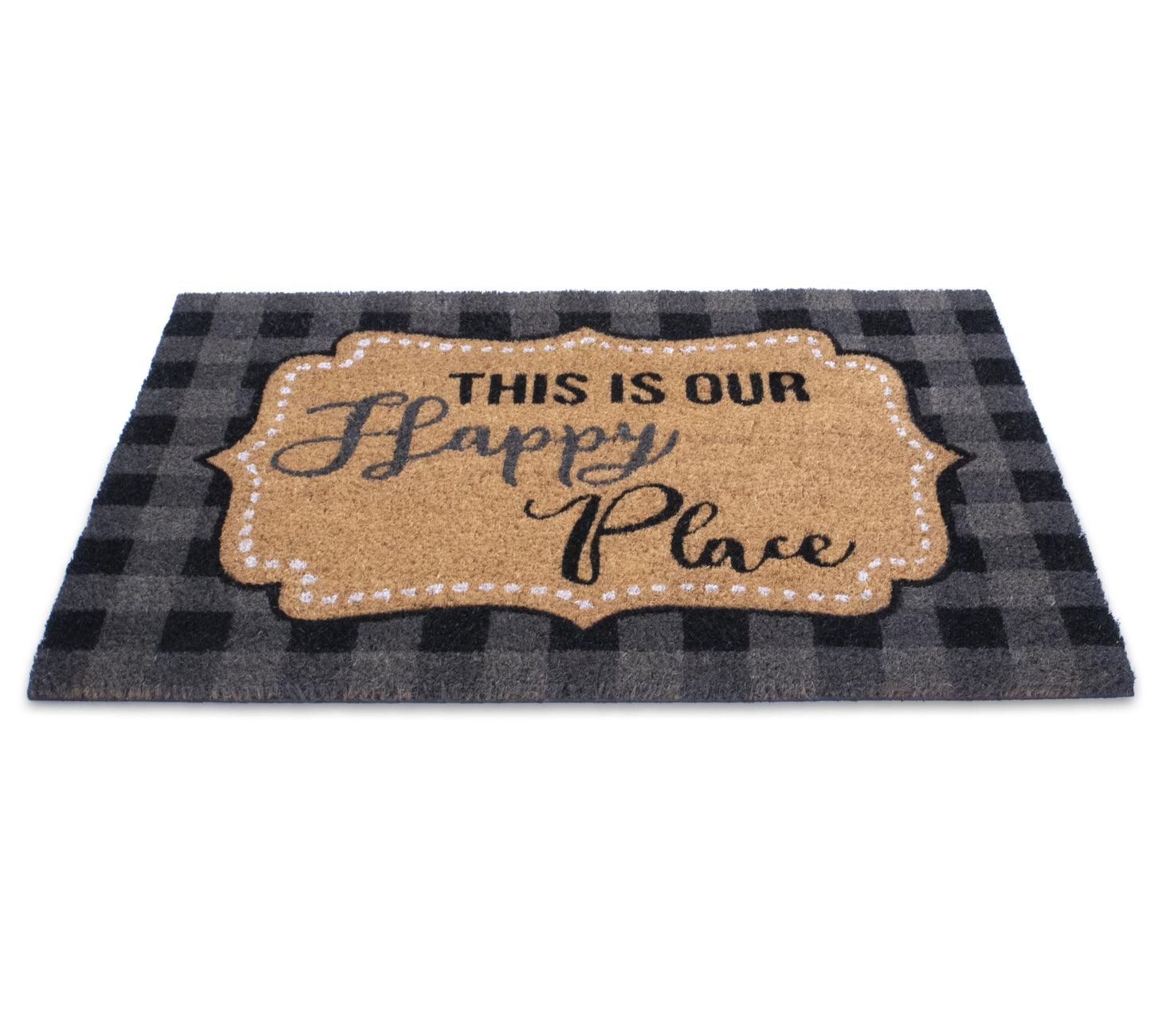 Happy Place Non Slip 28 in. x 18 in. Indoor and Outdoor Coir Mat