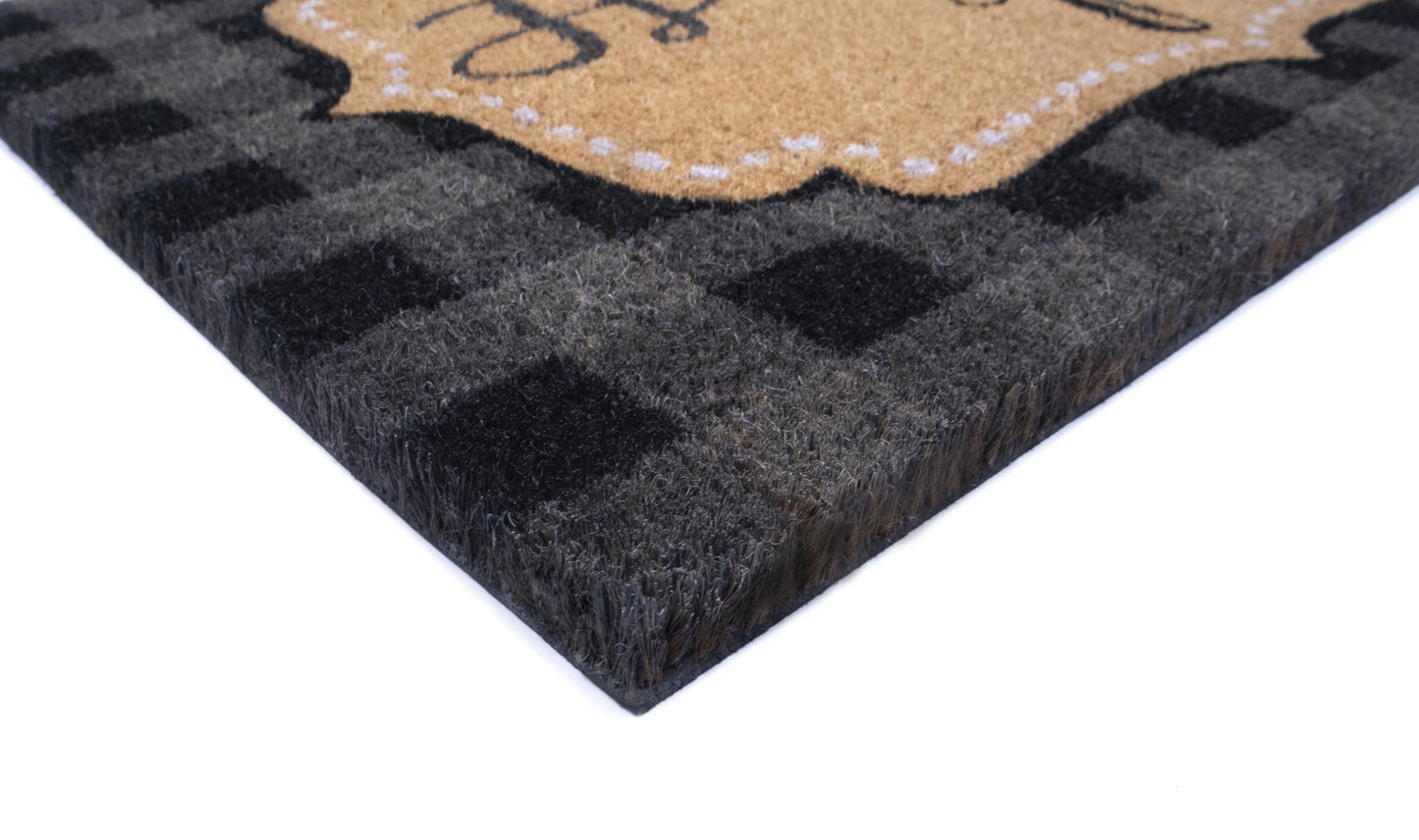 Happy Place Non Slip 28 in. x 18 in. Indoor and Outdoor Coir Mat