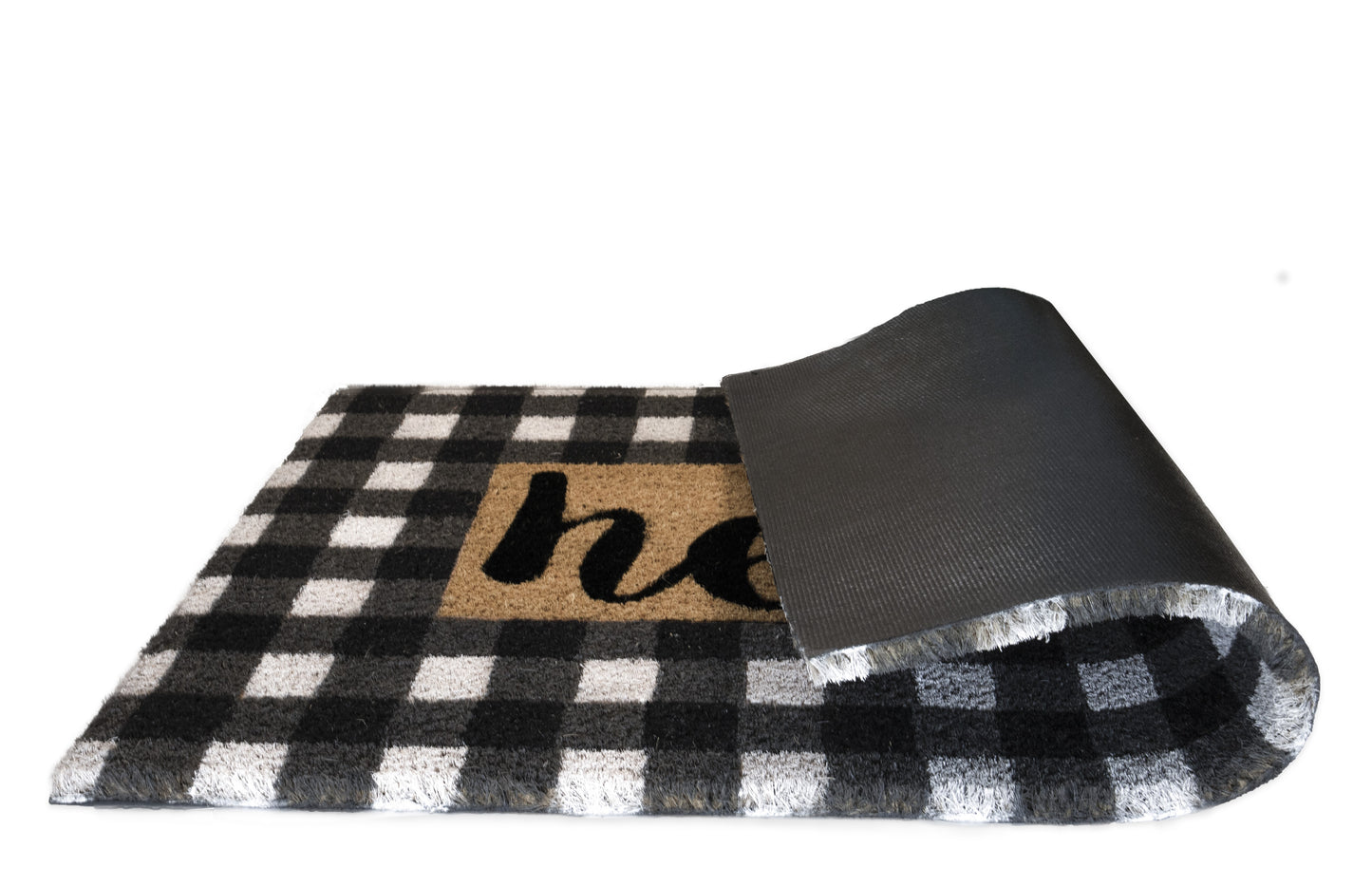 Hello Collection Natural Coir 28 in. x 18 in. Non Slip Indoor and Outdoor