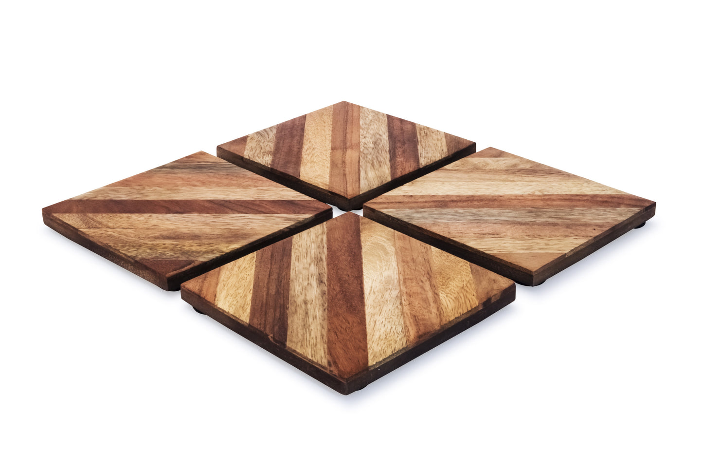 Mascot Hardware Checkered Diagonal Wooden Coasters Set of 4