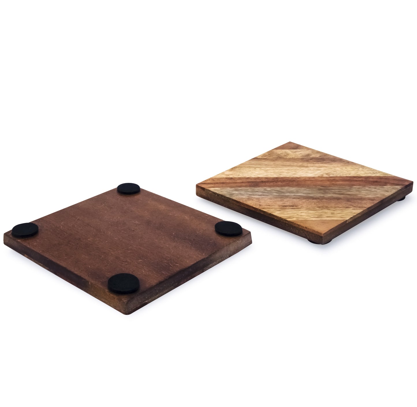 Mascot Hardware Checkered Diagonal Wooden Coasters Set of 4