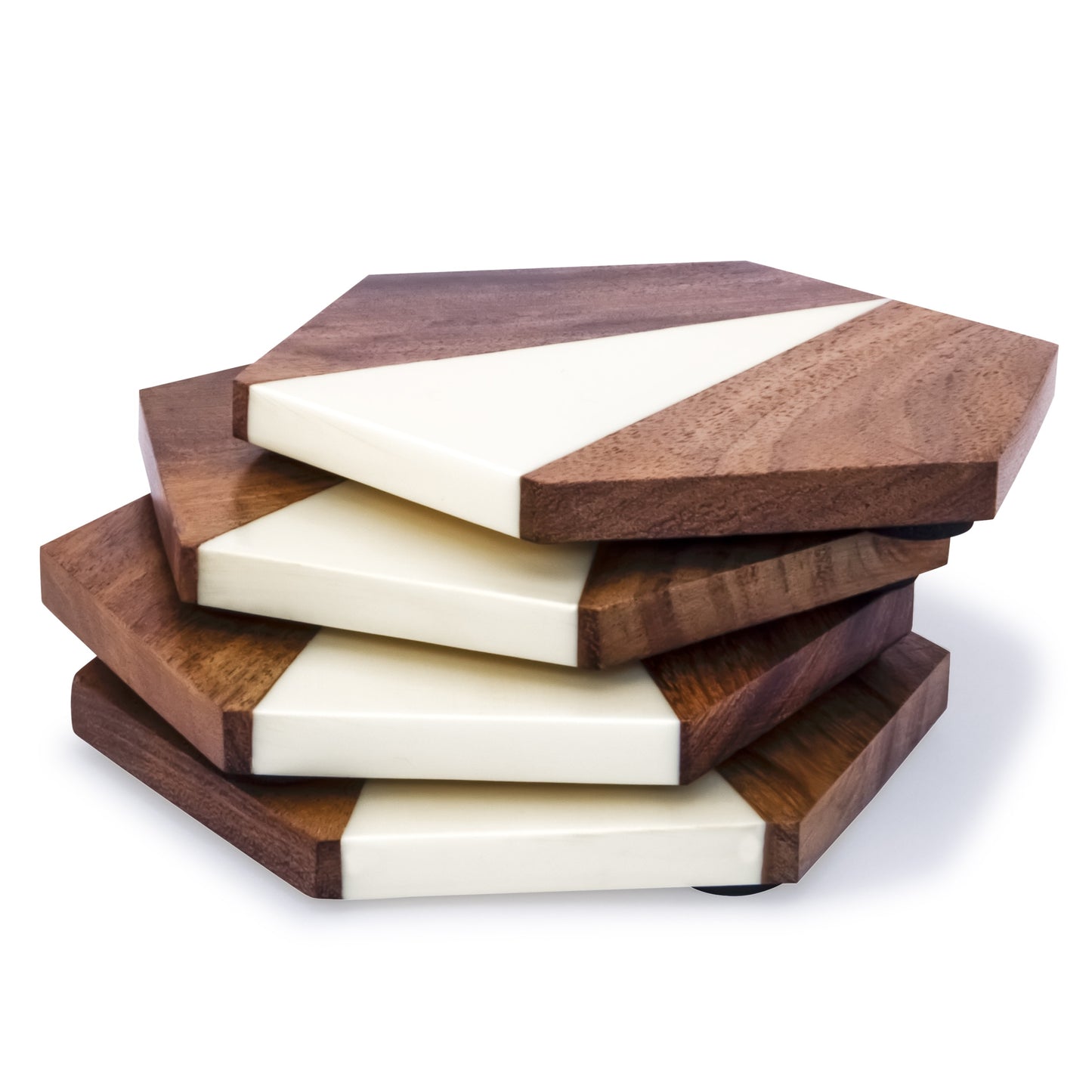 Mascot Hardware Fusion Hexagon Design Resin & Wood Coaster set of 4