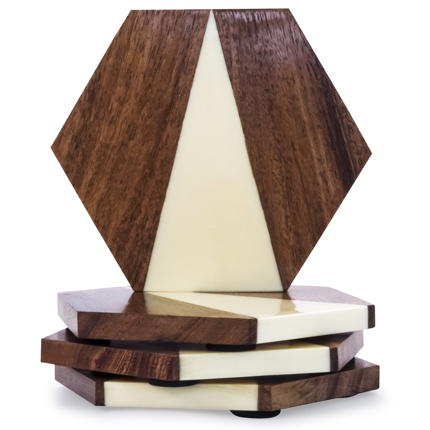 Mascot Hardware Fusion Hexagon Design Resin & Wood Coaster set of 4