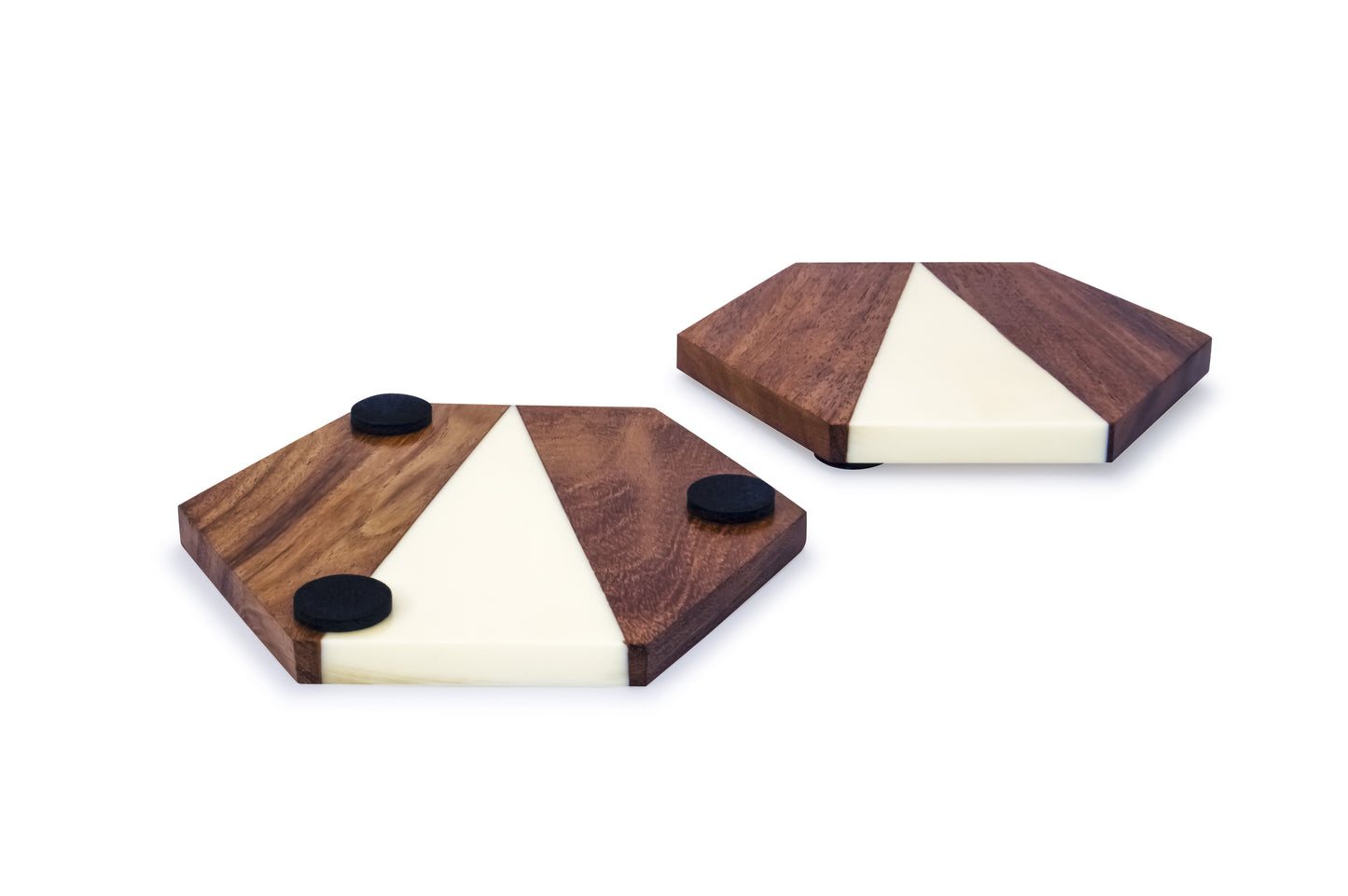 Mascot Hardware Fusion Hexagon Design Resin & Wood Coaster set of 4