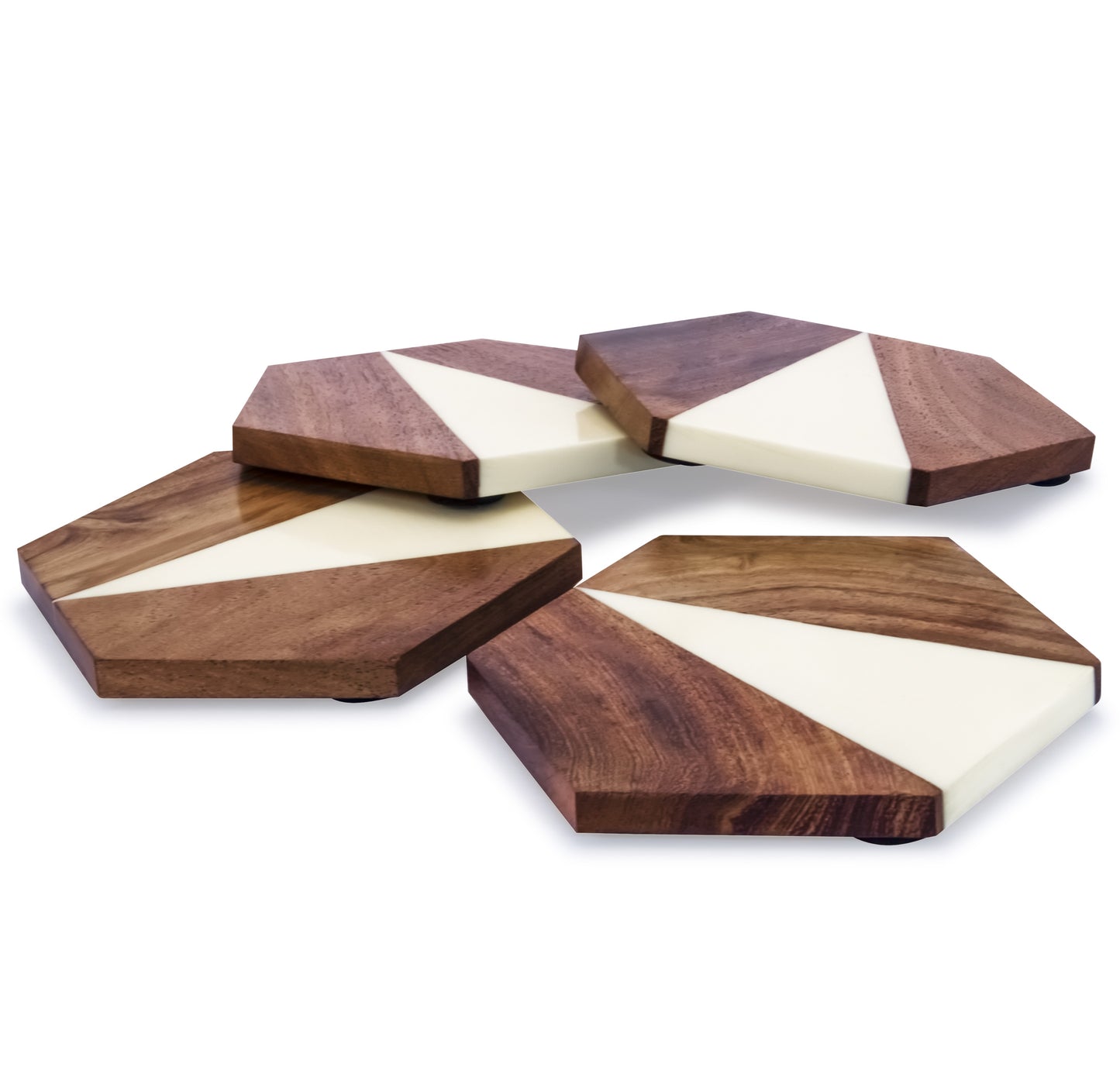 Mascot Hardware Fusion Hexagon Design Resin & Wood Coaster set of 4