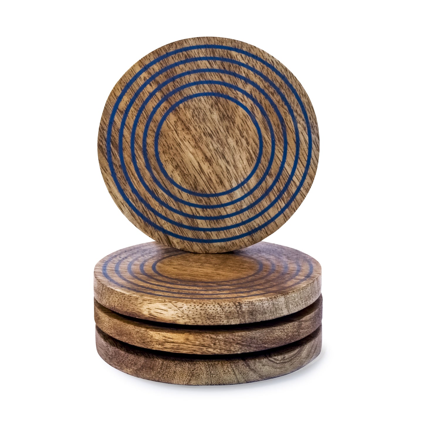Mascot Hardware Ringed Wooden Coaster Set of 4