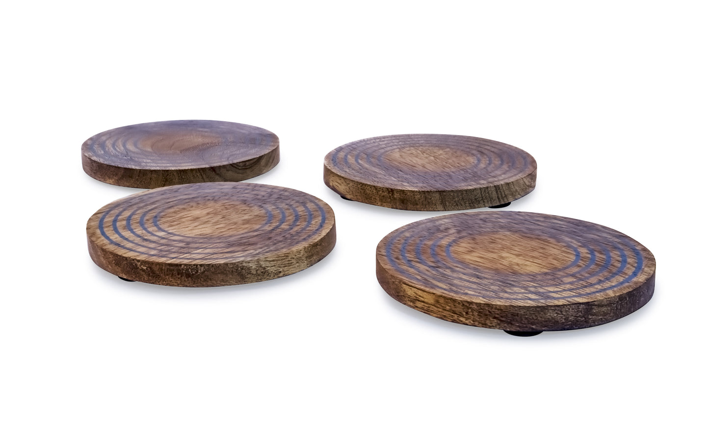Mascot Hardware Ringed Wooden Coaster Set of 4