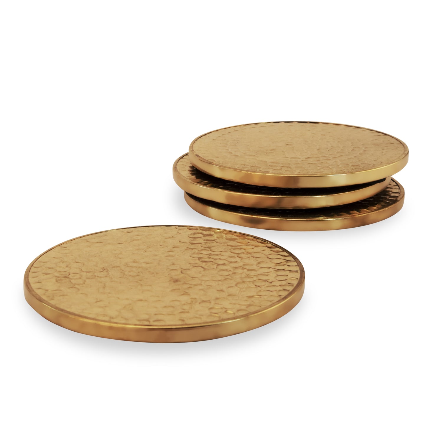 Mascot Hardware Beautiful Round Hammered Polished Coaster (Set of 4)