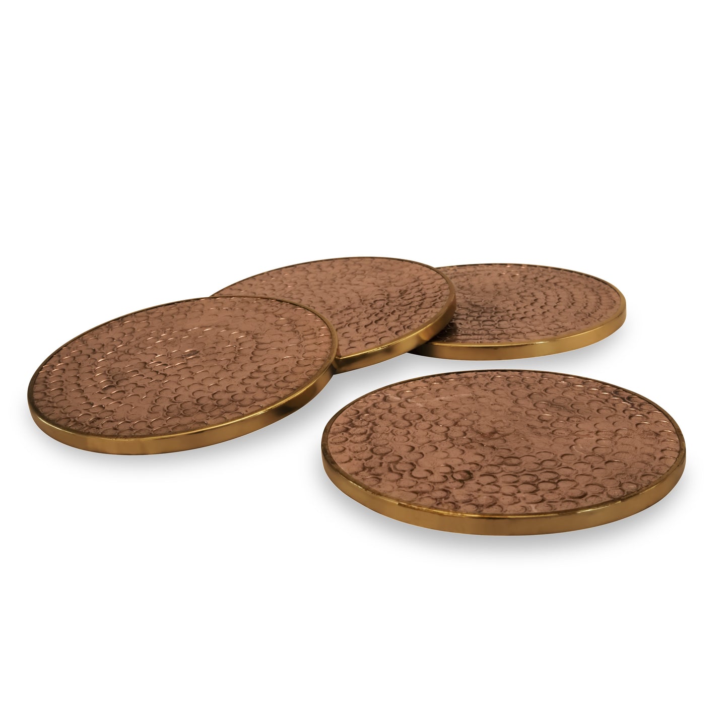 Mascot Hardware Beautiful Round Hammered Polished Coaster (Set of 4)