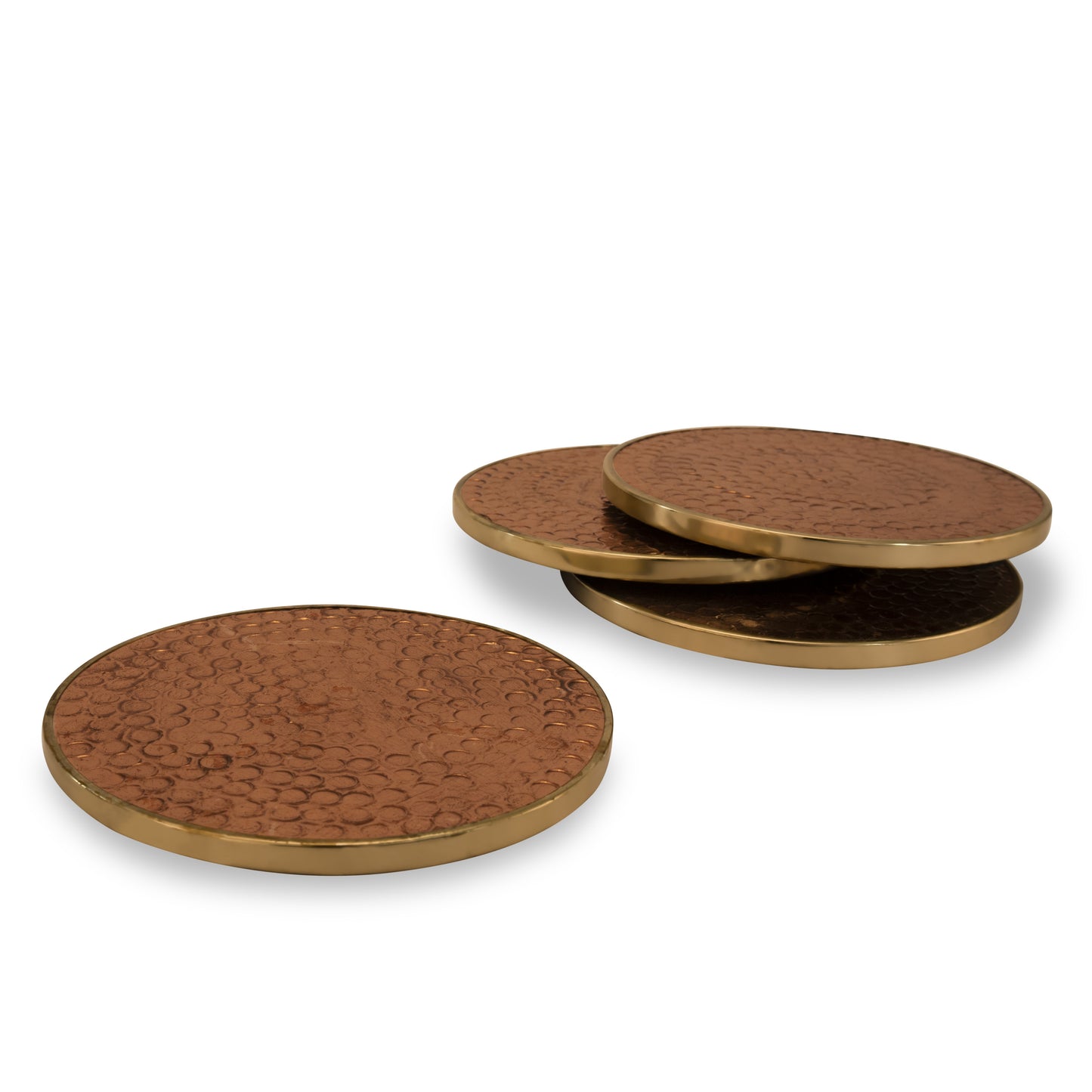 Mascot Hardware Beautiful Round Hammered Polished Coaster (Set of 4)